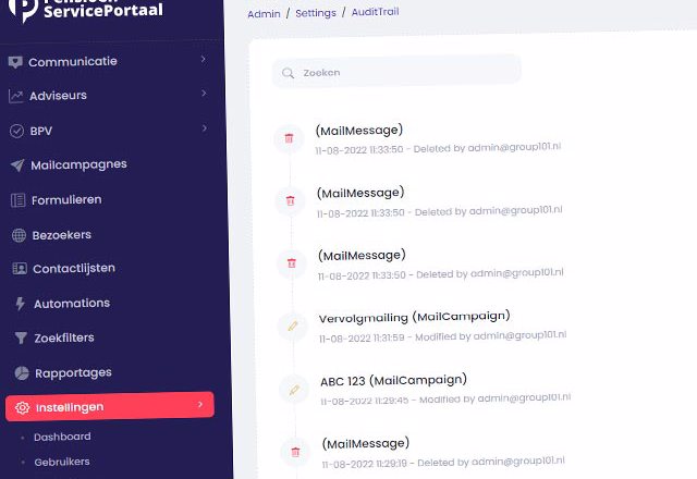 Screenshots Audittrail